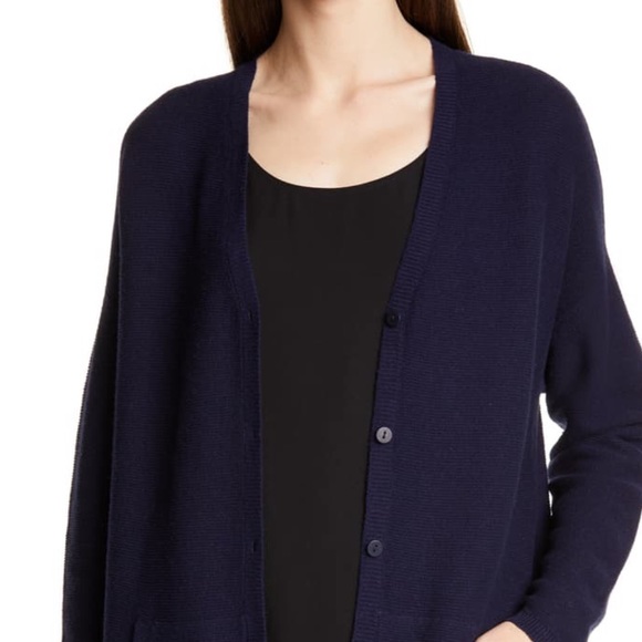 Eileen Fisher Blue linen cotton Cardigan large - Picture 2 of 8